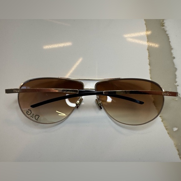 Dolce & Gabbana Gold and Brown Aviator Sunglasses with Gem Decal - Picture 4 of 8